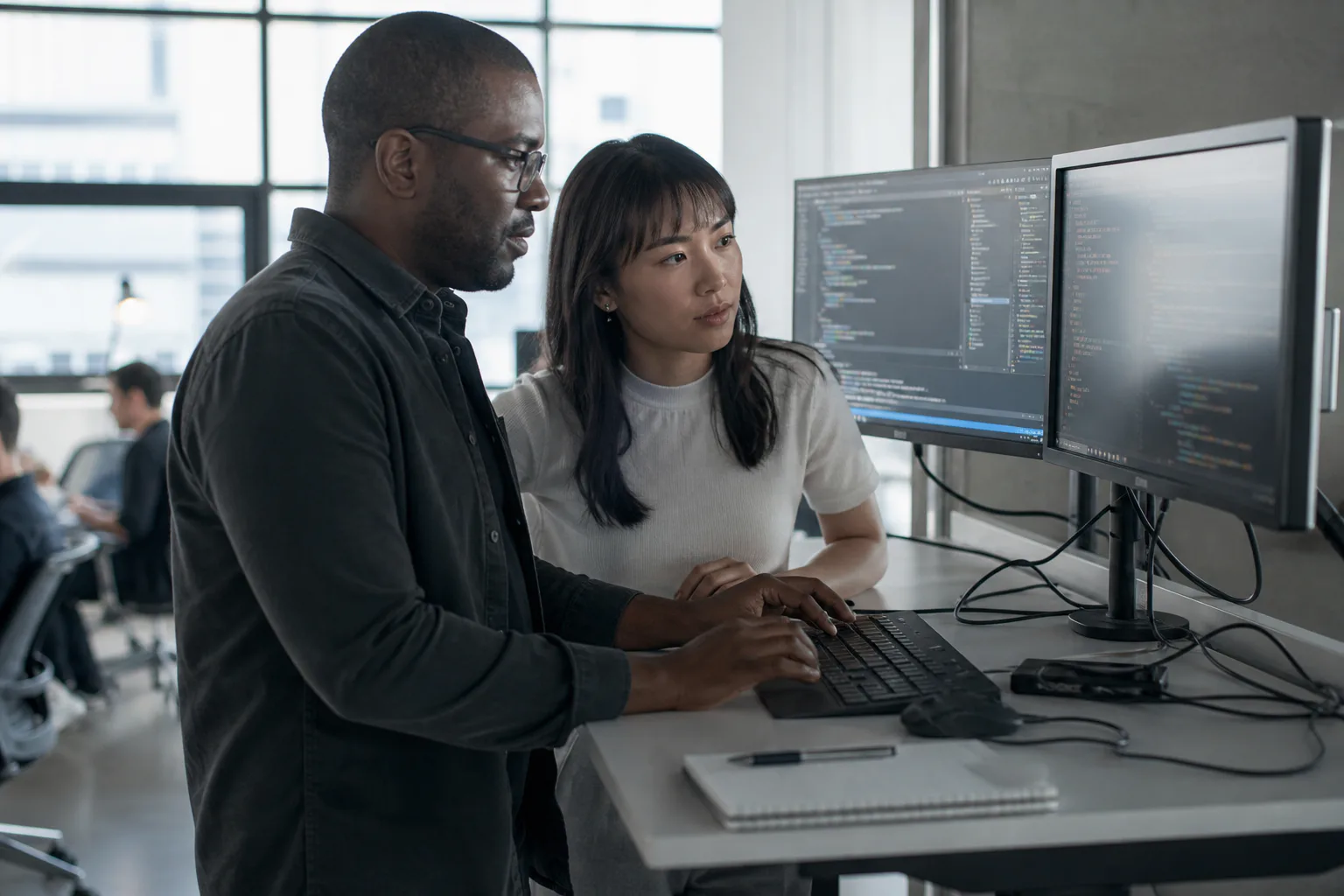 Adult software professionals collaborating on product architecture